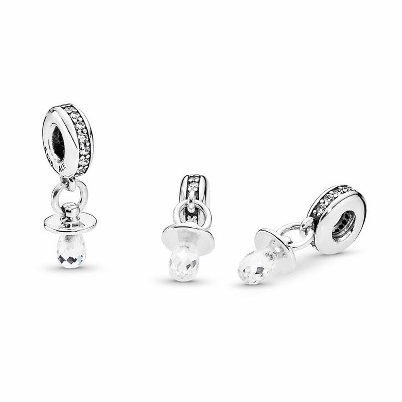 Pandora Pacifier Dangle Charm Ireland - Sterling Silver/Cubic Zirconia - 398457KUS